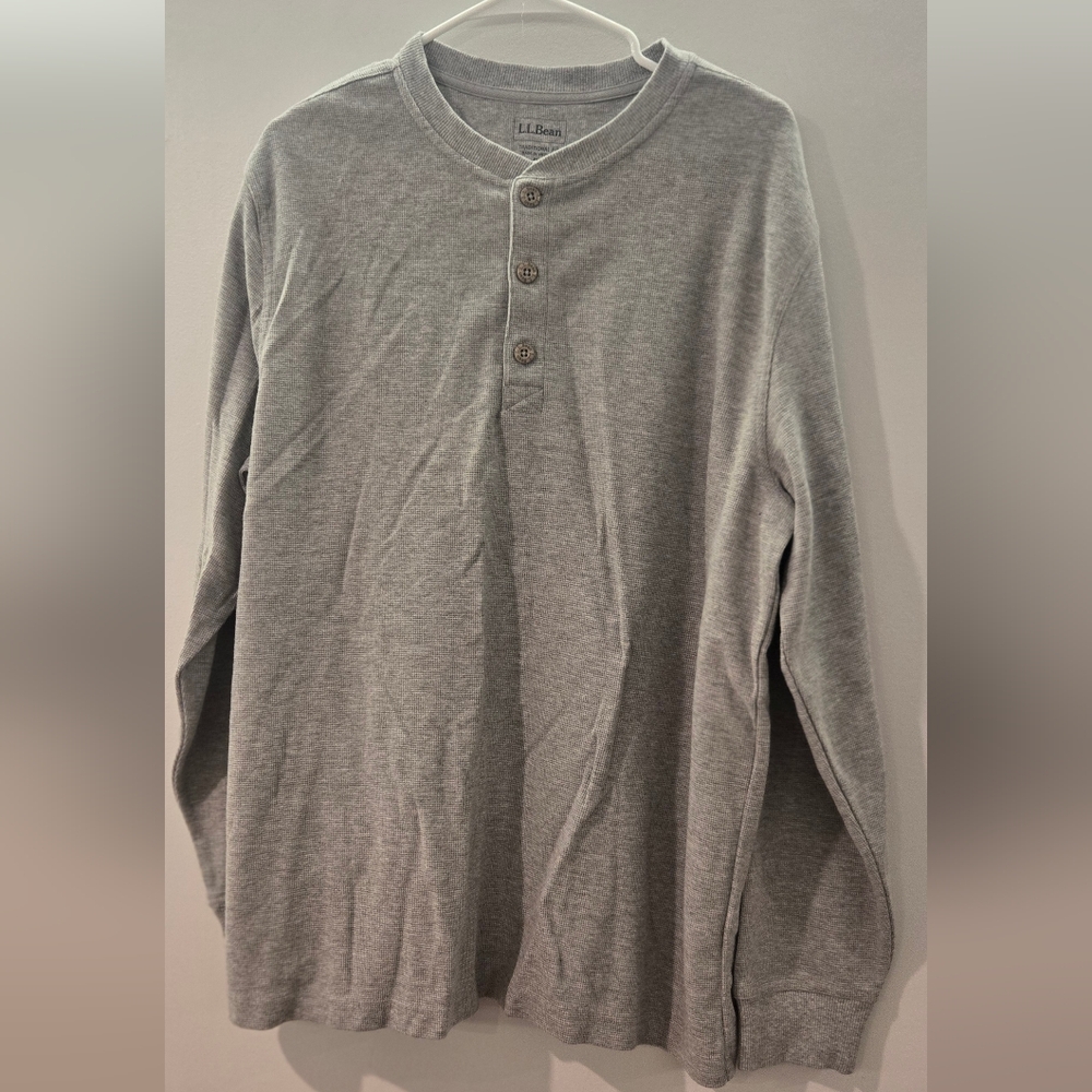 LL Bean Gray Long Sleeve Button Up
